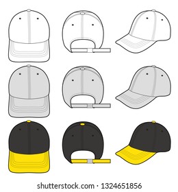 Baseball Cap fashion flat vector  illustration mockup design