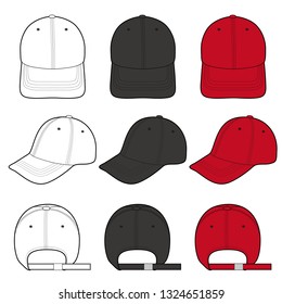 Baseball Cap fashion flat vector  illustration mockup design