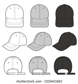 Baseball Cap fashion flat vector  illustration mockup design