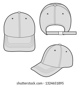 Baseball Cap fashion flat vector  illustration mockup design