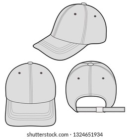 Baseball Cap fashion flat vector  illustration mockup design