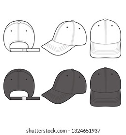 Baseball Cap fashion flat vector  illustration mockup design