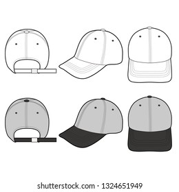 Baseball Cap fashion flat vector  illustration mockup design