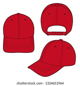 Baseball Cap fashion flat vector  illustration mockup design
