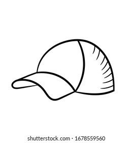 Baseball cap. A fashion hat. Hand drawn sketch in Doodle style. Fashion vector illustration isolated on a white background. For summer design.