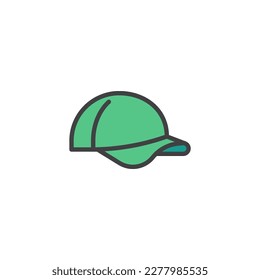 Baseball cap filled outline icon, line vector sign, linear colorful pictogram isolated on white. Symbol, logo illustration. Vector graphics