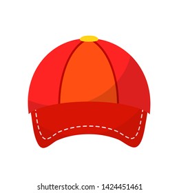 Baseball cap in flat cartoon style on white, stock vector illustration