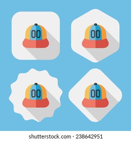 baseball cap flat icon with long shadow, eps10