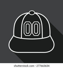 baseball cap flat icon with long shadow, line icon