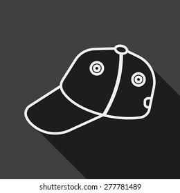 baseball cap flat icon with long shadow, line icon