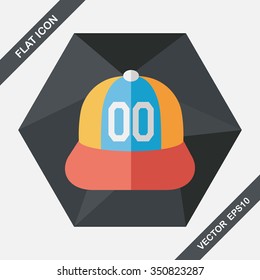 baseball cap flat icon with long shadow,eps10