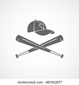 Baseball Cap Flat Icon On White Background