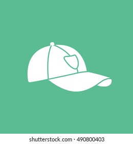 Baseball Cap Flat Icon On Green Background
