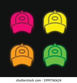 Icono del vector neonatal brillante de cuatro colores del gorro de béisbol