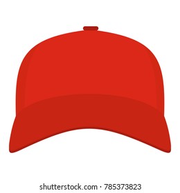 Baseball cap in front icon. Flat illustration of baseball cap in frontvector icon for web.