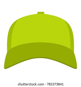 Baseball cap in front icon. Flat illustration of baseball cap vector icon for web.