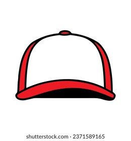 Baseball cap in front icon. Baseball hat isolated on white background. Vector Illustration