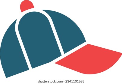 Baseball Cap Glyph Two Color Icon For Personal And Commercial Use.
