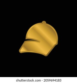Baseball Cap gold plated metalic icon or logo vector