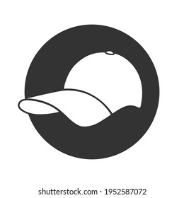 Baseball cap graphic icon. Baseball cap sign in the circle isolated on white background. Vector illustration
