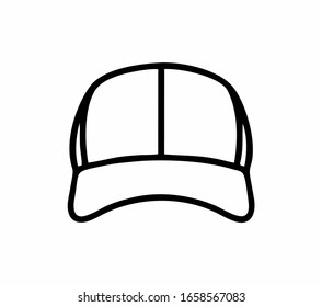 A baseball cap or hat in black and white isolated vector design for signs, logo, apps or website
