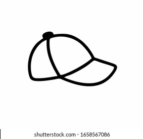 Una gorra de béisbol o un sombrero en blanco y negro aislado de diseño vectorial para carteles, logotipos, aplicaciones o sitios web