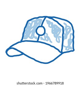 Baseball Cap Hat sketch icon vector. Hand drawn blue doodle line art Baseball Cap Hat isometric sign. isolated symbol illustration