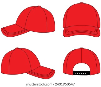 Baseball cap hat vector illustration. 