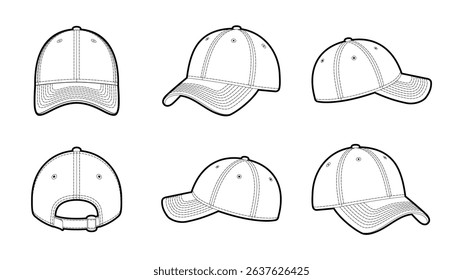 Baseball Cap Hat Vector Sport Illustration Stitched 