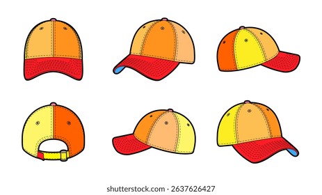 Baseball Cap Hat Vector Sport Illustration Stitched 