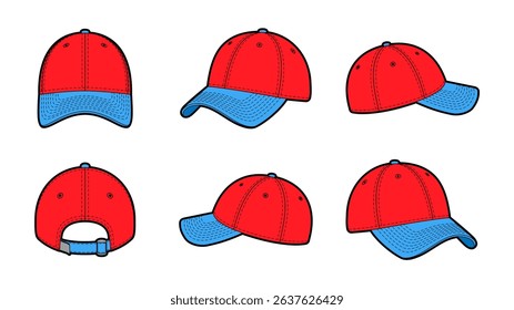 Baseball Cap Hat Vector Sport Illustration Stitched 