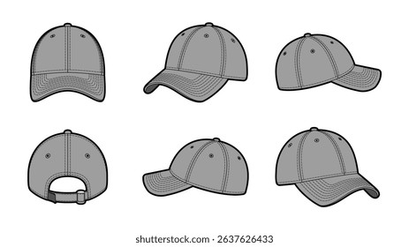 Baseball Cap Hat Vector Sport Illustration Stitched 