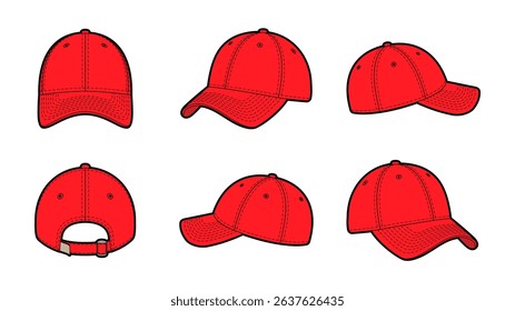 Baseball Cap Hat Vector Sport Illustration Stitched 