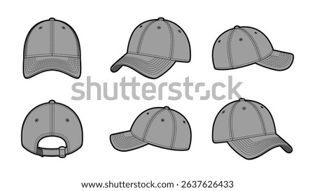 Baseball Cap Hat Vector Sport Illustration Stitched 