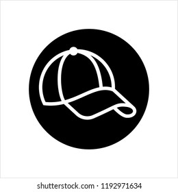 Baseball Cap Icon, Base Ball Hat Design Vector Art Illustration