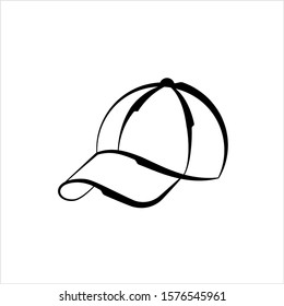 Baseball Cap Icon, Base Ball Hat Design Vector Art Illustration