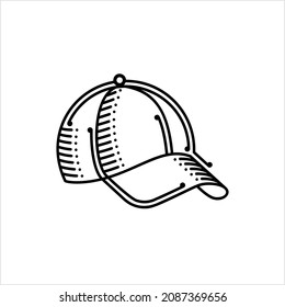 Baseball Cap Icon, Base Ball Hat Design Vector Art Illustration