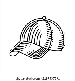 Baseball Cap Icon, Base Ball Hat Design Vector Art Illustration