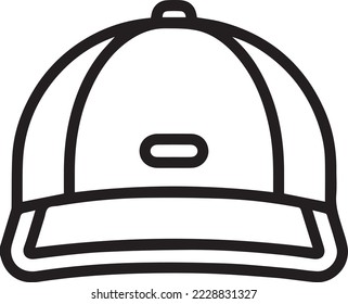 Baseball Cap Icon, Base Ball Hat Design Vector Art Illustration
