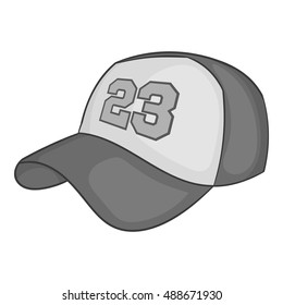 Baseball cap icon in black monochrome style isolated on white background. Headdress symbol vector illustration