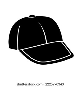 Baseball cap icon. Black baseball cap icon on white background. Vector illustration