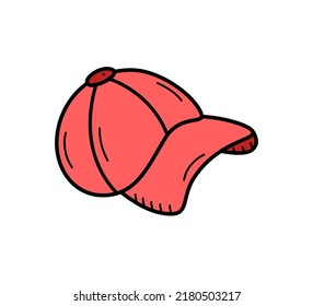 Baseball cap icon doodle vector illustration, sports cap with visor