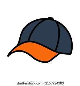 Baseball Cap Icon. Editable Bold Outline With Color Fill Design. Vector Illustration.