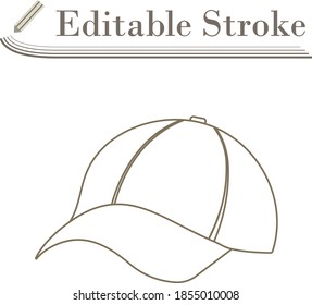 Baseball Cap Icon. Editable Stroke Simple Design. Vector Illustration.