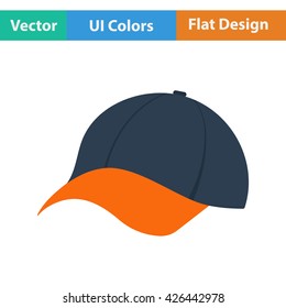 Baseball cap icon. Flat design. Vector illustration.