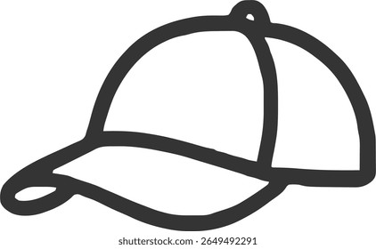 Icono de gorra de béisbol Ilustración Esquema Trazo Línea negra minimalista	