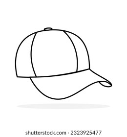 Baseball cap icon isolated on white background. Front and side view Editable stroke vector illustration.