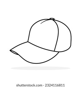 Baseball cap icon isolated on white background. Front and side view Editable stroke vector illustration.
