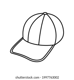 Baseball cap icon. Linear baseball cap icon. Vector illustration. Baseball cap vector icon. Black linear baseball cap