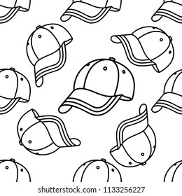 Baseball Cap Icon Seamless Pattern Vector Art Illustration